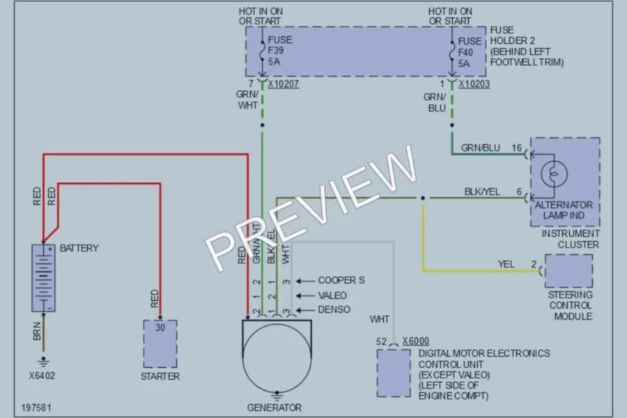 2003 MINI Cooper Starting Charging wiring diagram preview