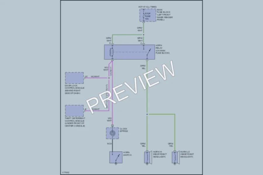2003 Mazda 6 Horn wiring diagram preview