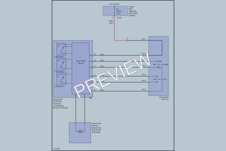 2003 Mazda 6 Power Top Sunroof wiring diagram preview