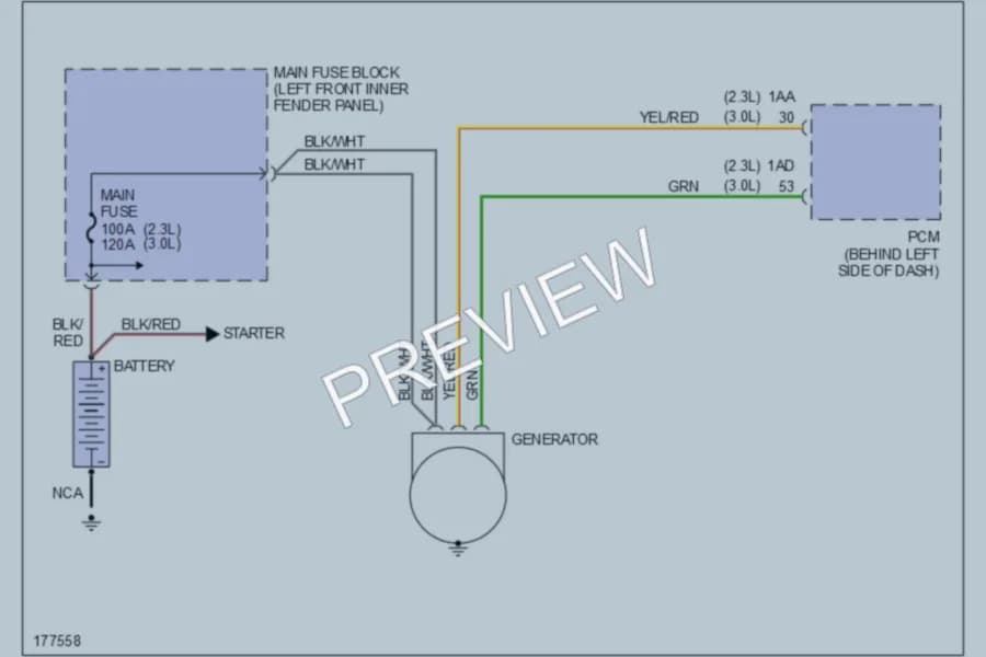 2003 Mazda 6 Starting Charging wiring diagram preview