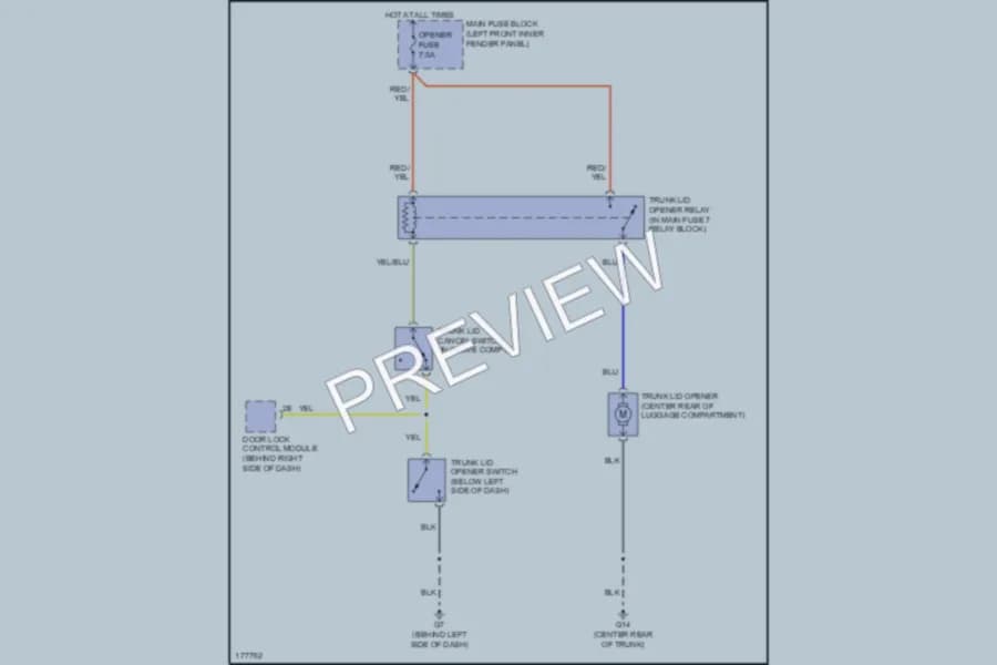 2003 Mazda 6 Trunk Tailgate Fuel Door wiring diagram preview