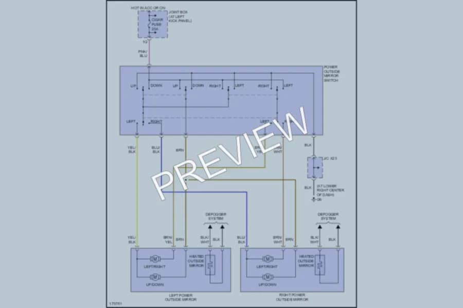 2003 Mazda MPV Power Mirrors wiring diagram preview