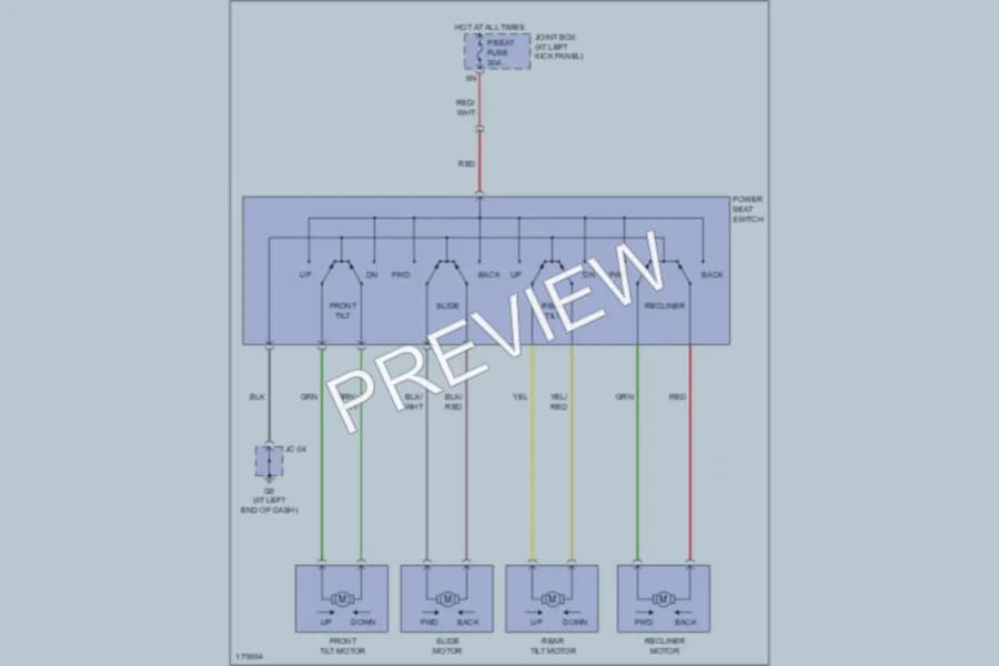 2003 Mazda MPV Power Seats wiring diagram preview