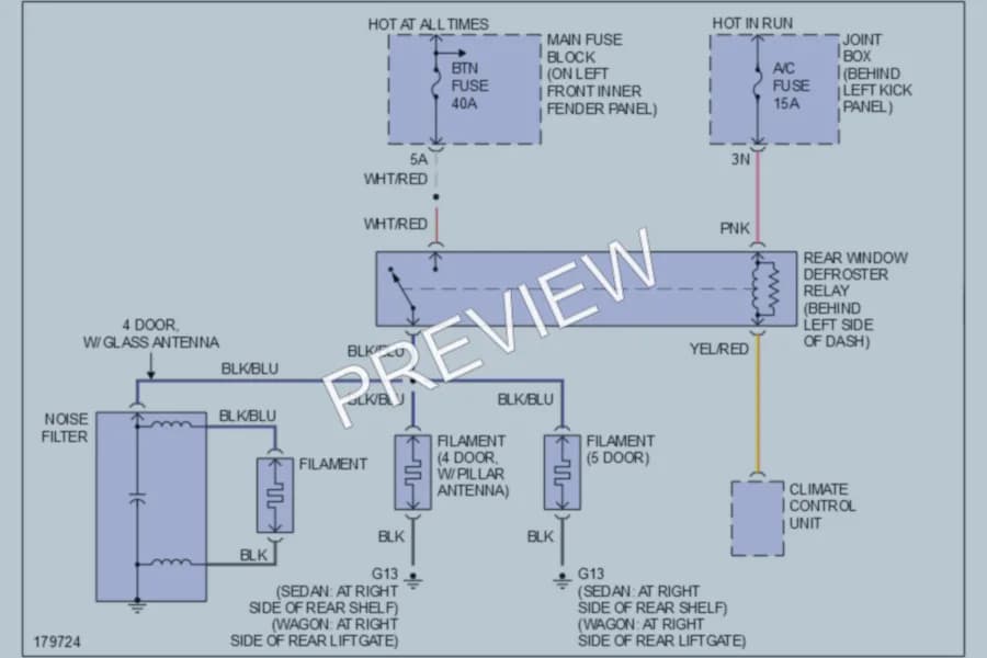 2003 Mazda Protege Defoggers wiring diagram preview