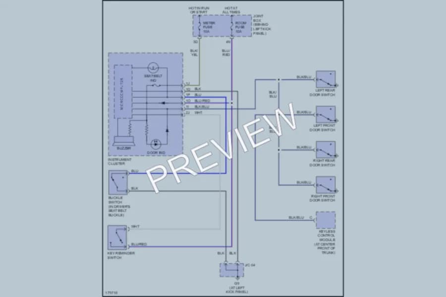2003 Mazda Protege Warning Systems wiring diagram preview
