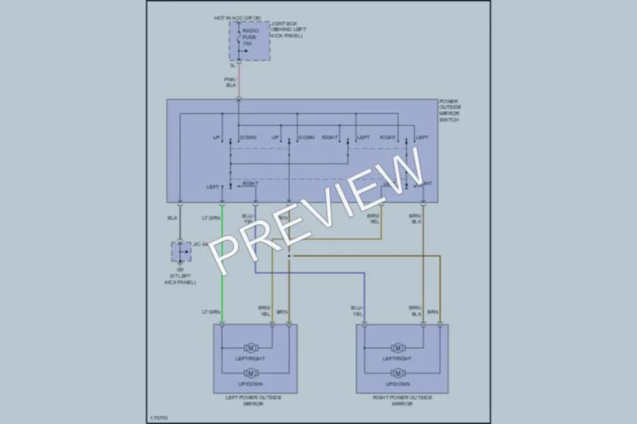 2003 Mazda Protege5 Power Mirrors wiring diagram preview