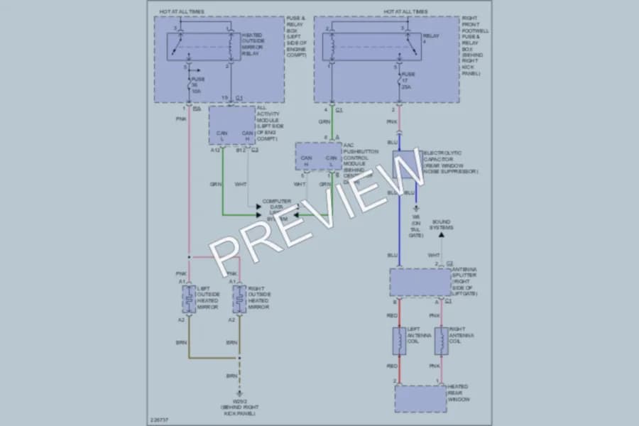 2003 MercedesBenz ML500 Defoggers wiring diagram preview