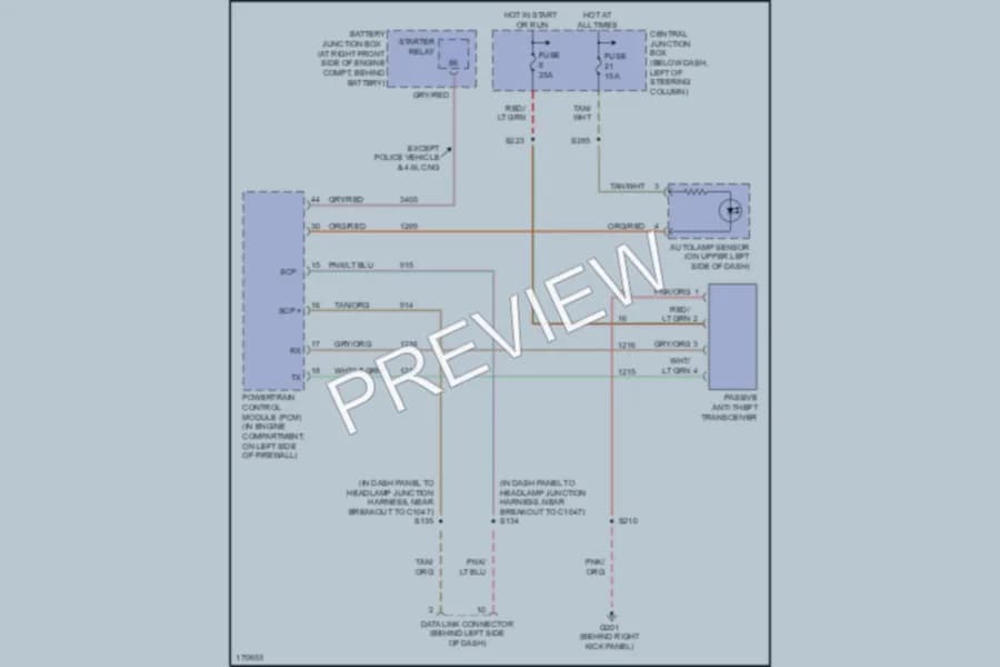 2003 Mercury GrandMarquis Anti Theft wiring diagram preview