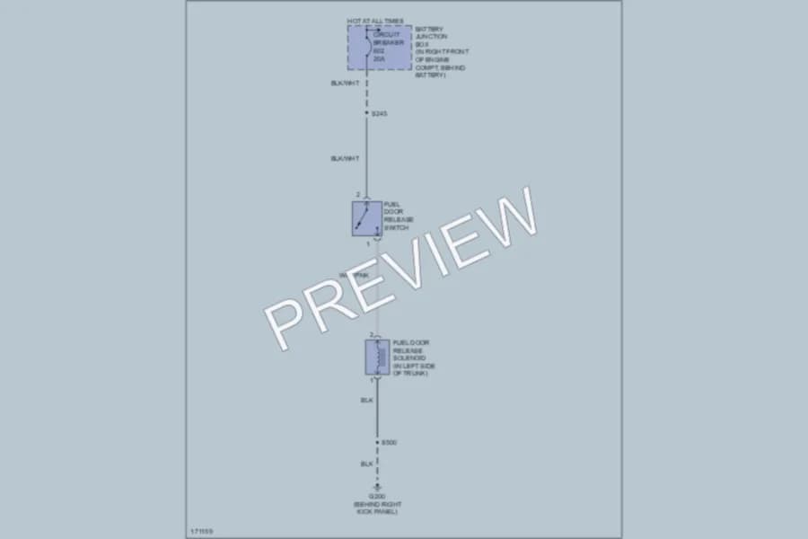 2003 Mercury GrandMarquis Trunk Tailgate Fuel Door wiring diagram preview