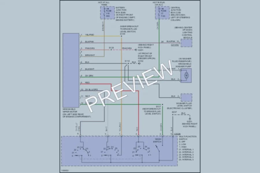 2003 Mercury GrandMarquis Wiper Washer wiring diagram preview