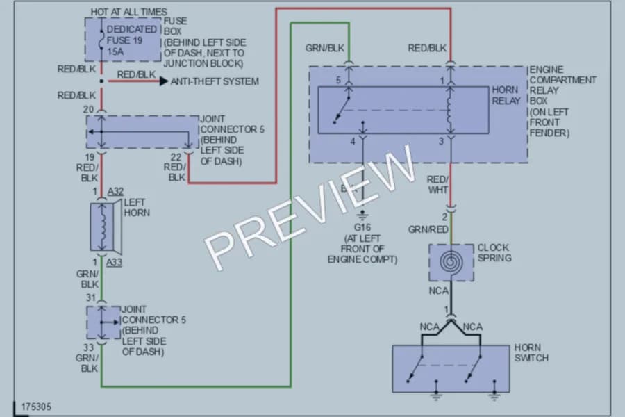 2003 Mitsubishi Diamante Horn wiring diagram preview