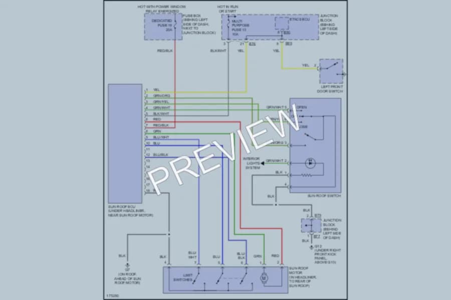 2003 Mitsubishi Diamante Power Top Sunroof wiring diagram preview