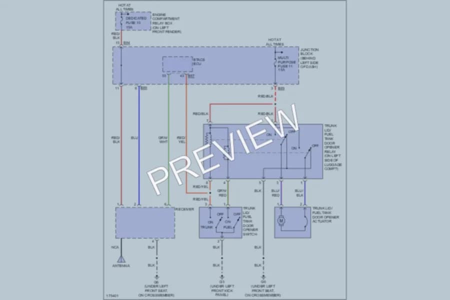 2003 Mitsubishi Diamante Trunk Tailgate Fuel Door wiring diagram preview