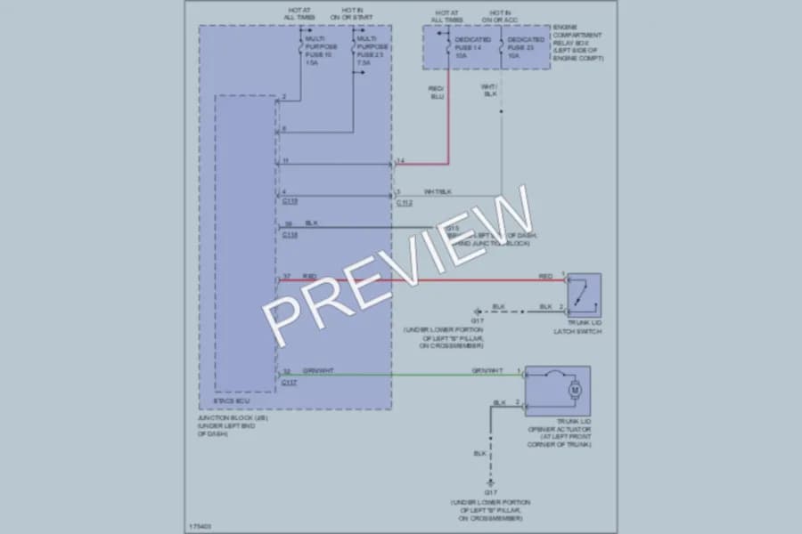 2003 Mitsubishi Eclipse Trunk Tailgate Fuel Door wiring diagram preview