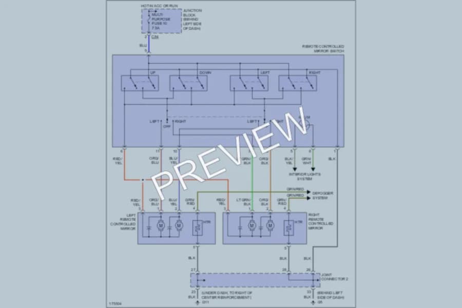 2003 Mitsubishi Galant Power Mirrors wiring diagram preview