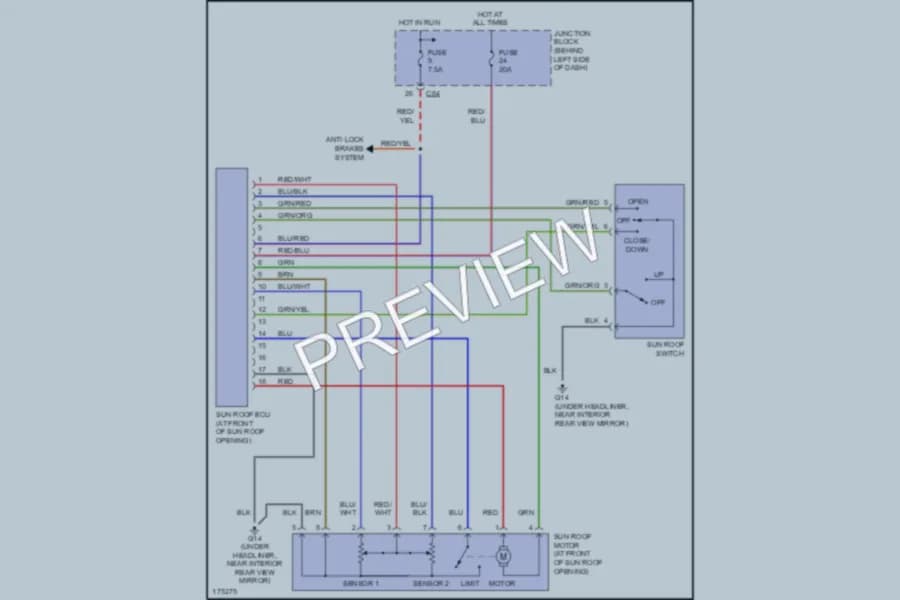 2003 Mitsubishi Galant Power Top Sunroof wiring diagram preview