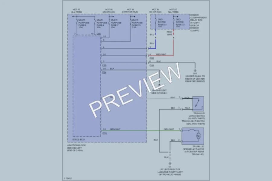 2003 Mitsubishi Galant Trunk Tailgate Fuel Door wiring diagram preview