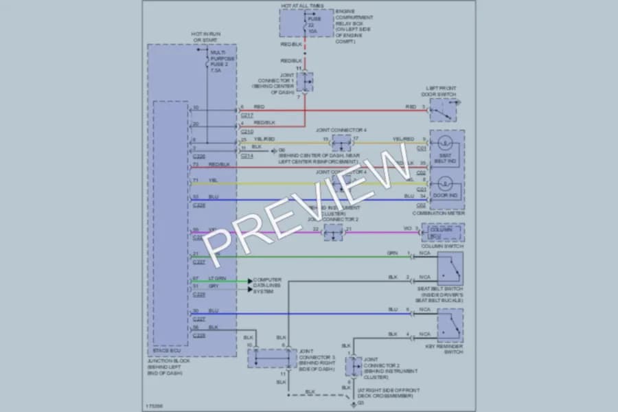 2003 Mitsubishi Lancer Warning Systems wiring diagram preview