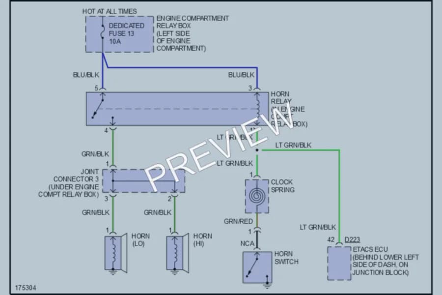 2003 Mitsubishi Montero Horn wiring diagram preview