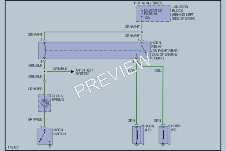 2003 Mitsubishi MonteroSport Horn wiring diagram preview