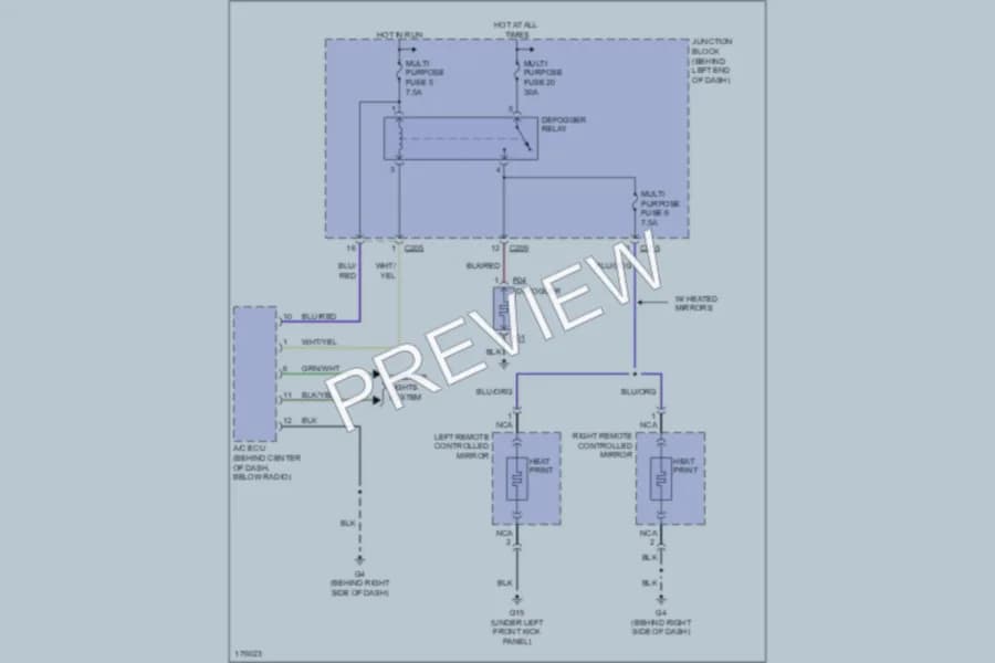 2003 Mitsubishi Outlander Defoggers wiring diagram preview