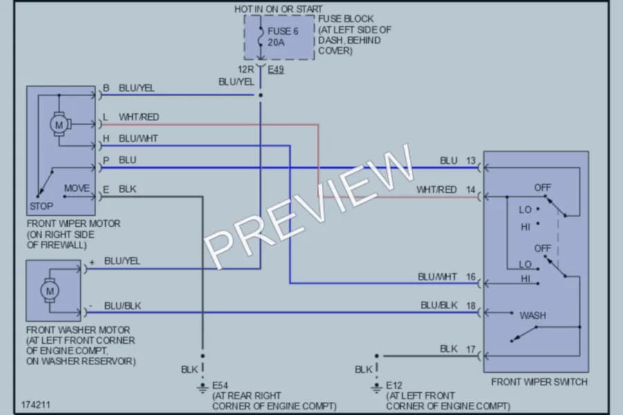 2003 Nissan Frontier Wiper Washer wiring diagram preview