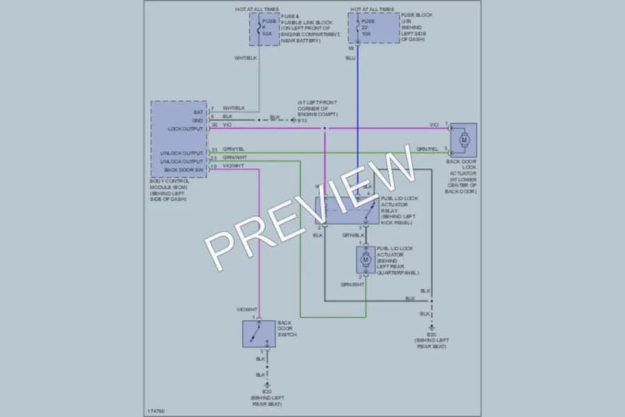 2003 Nissan Murano Trunk Tailgate Fuel Door wiring diagram preview