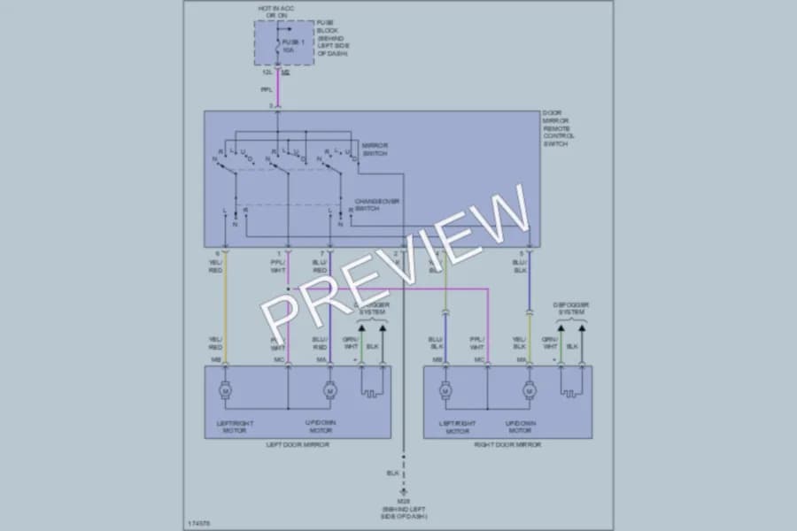 2003 Nissan Sentra Power Mirrors wiring diagram preview