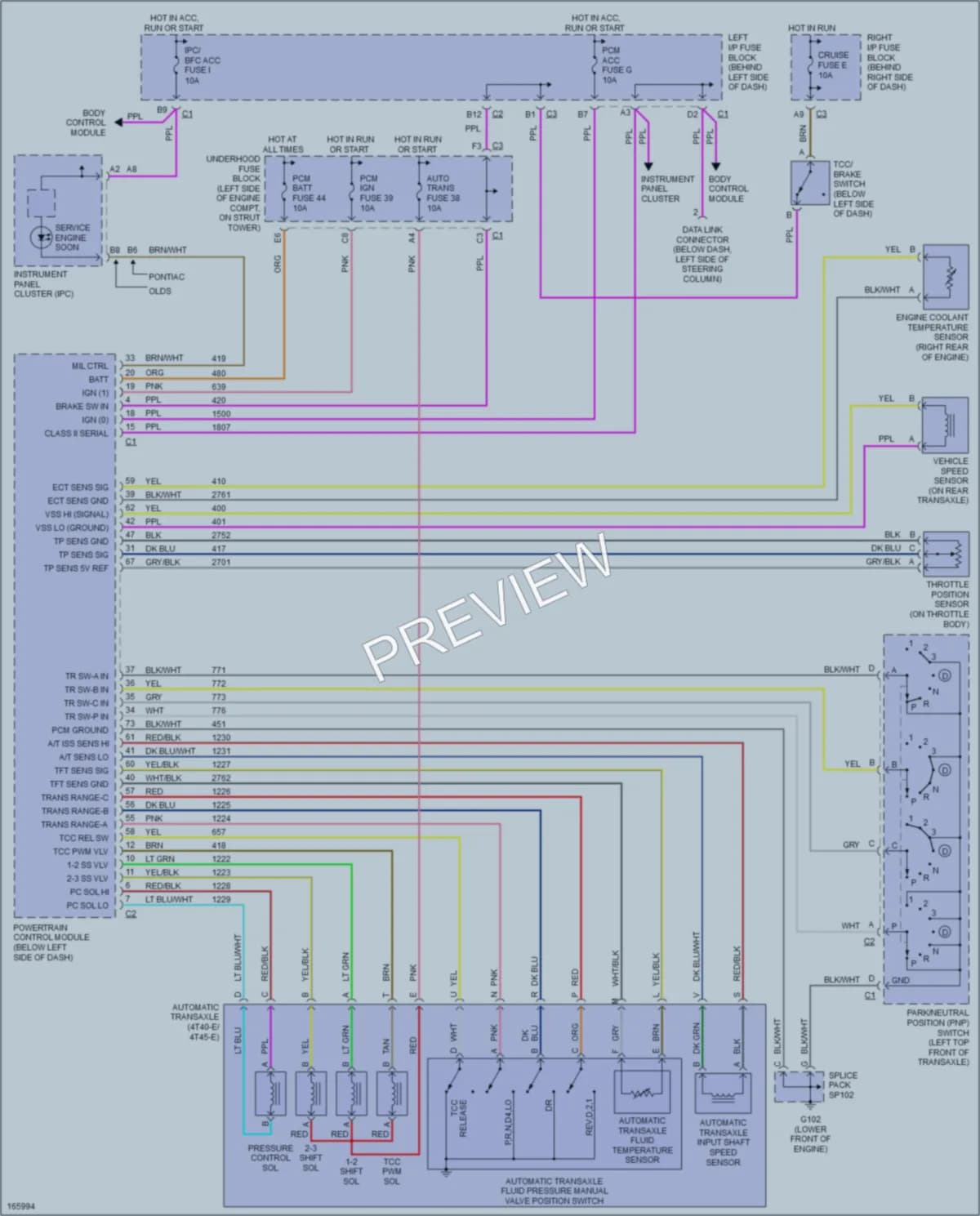 2003 Oldsmobile Alero Transmission wiring diagram preview