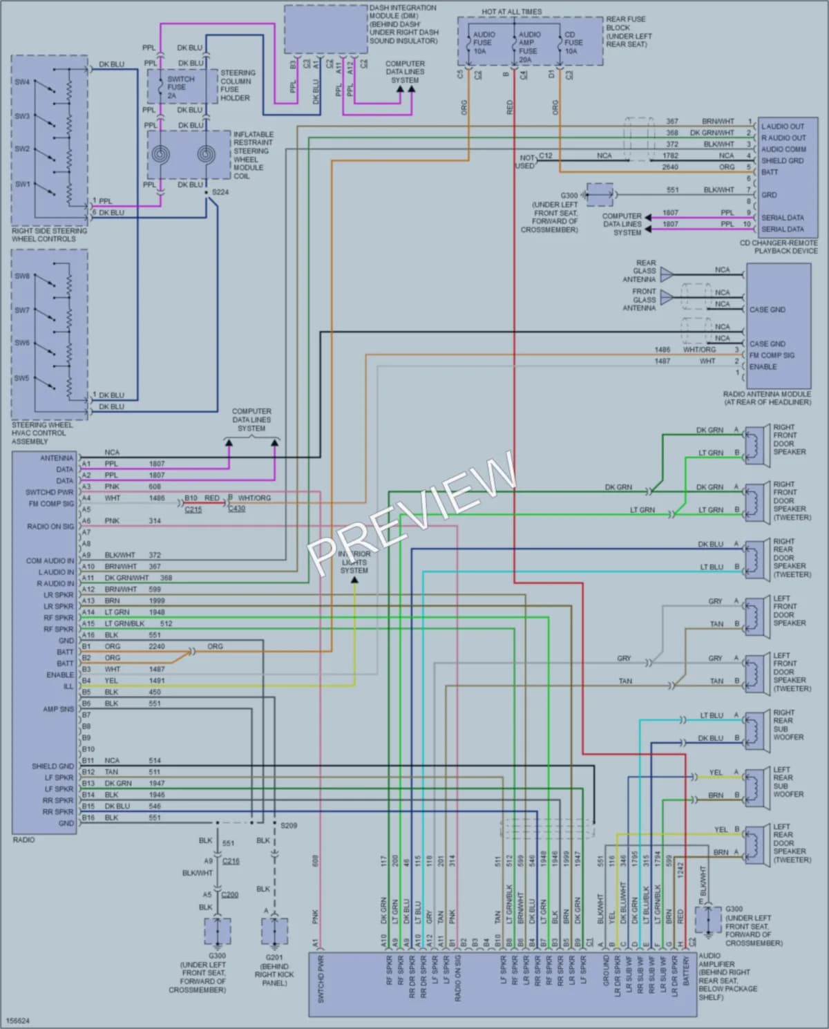 2003 Oldsmobile Aurora Radio wiring diagram preview