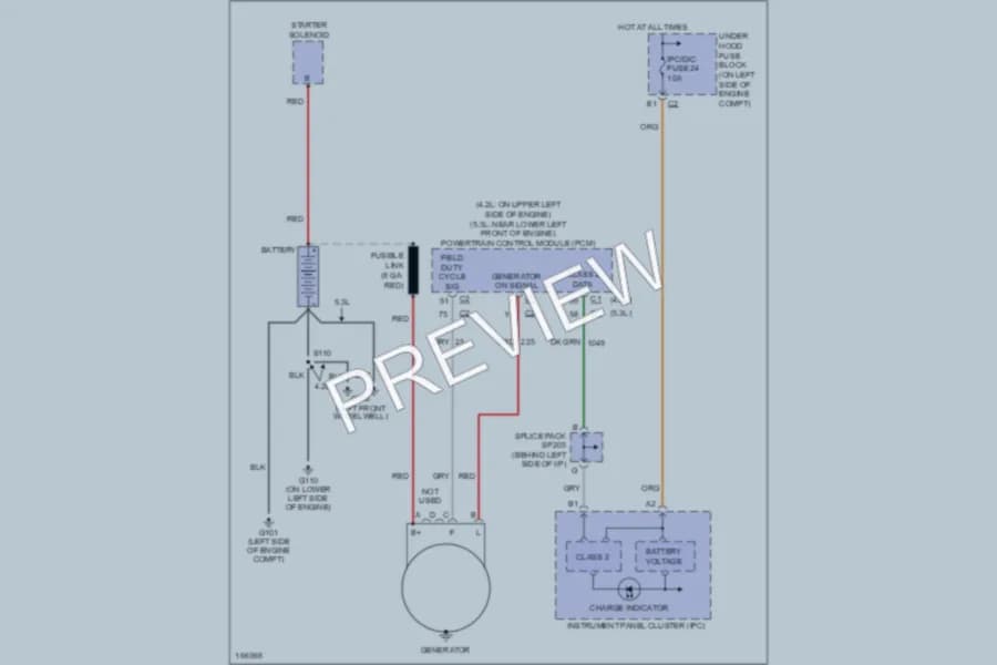 2003 Oldsmobile Bravada Starting Charging wiring diagram preview