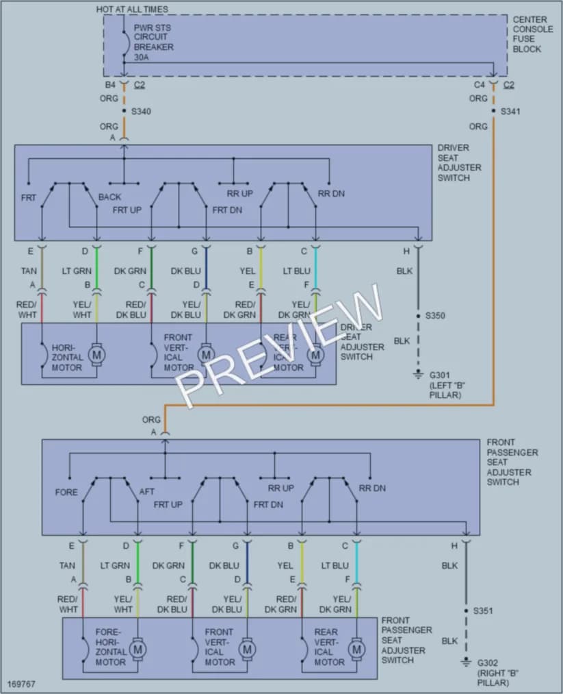2003 Pontiac Aztek Power Seats wiring diagram preview