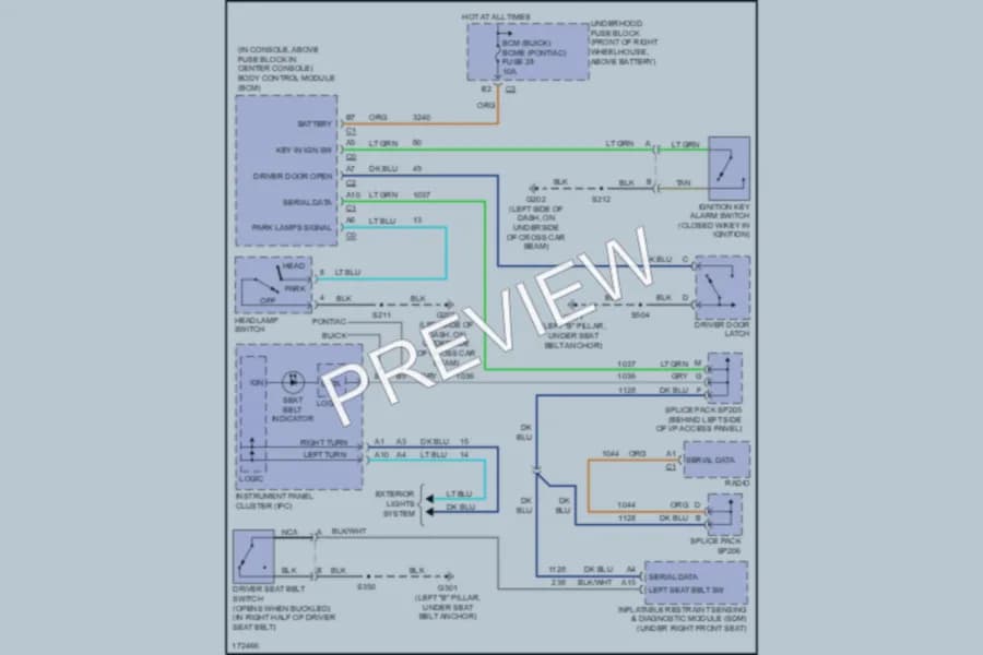 2003 Pontiac Aztek Warning Systems wiring diagram preview