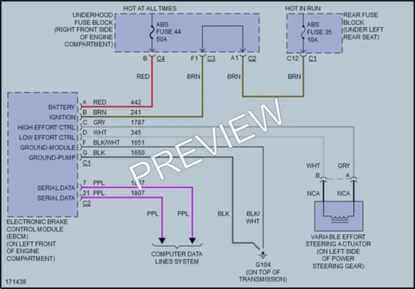 2003 Pontiac Bonneville Electronic Power Steering wiring diagram preview