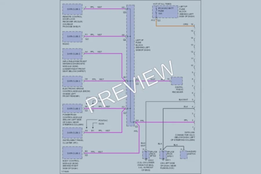 2003 Pontiac GrandAm Computer Data Lines wiring diagram preview