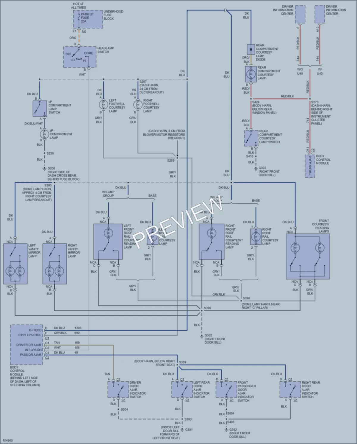 2003 Pontiac GrandPrix Interior Lights wiring diagram preview