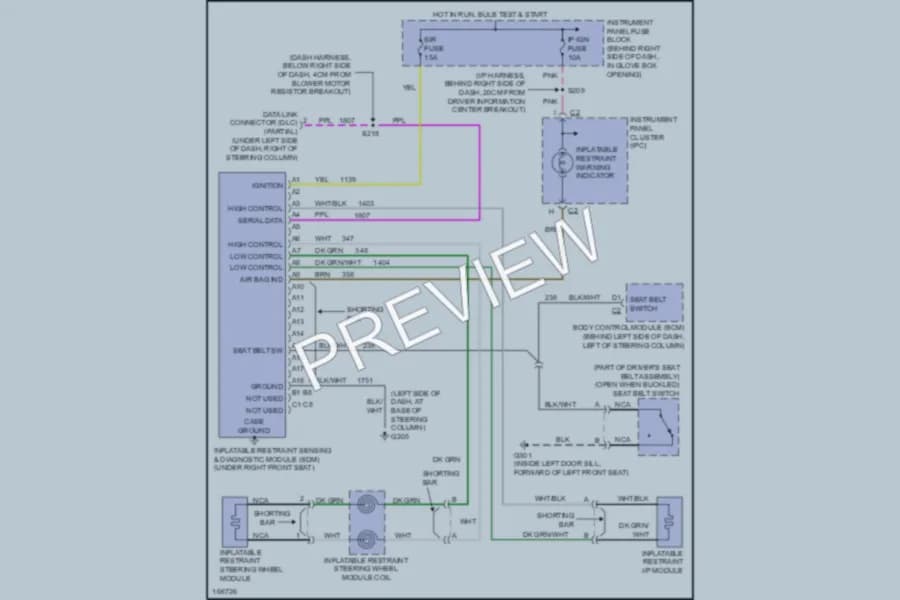 2003 Pontiac GrandPrix Supplemental Restraints wiring diagram preview