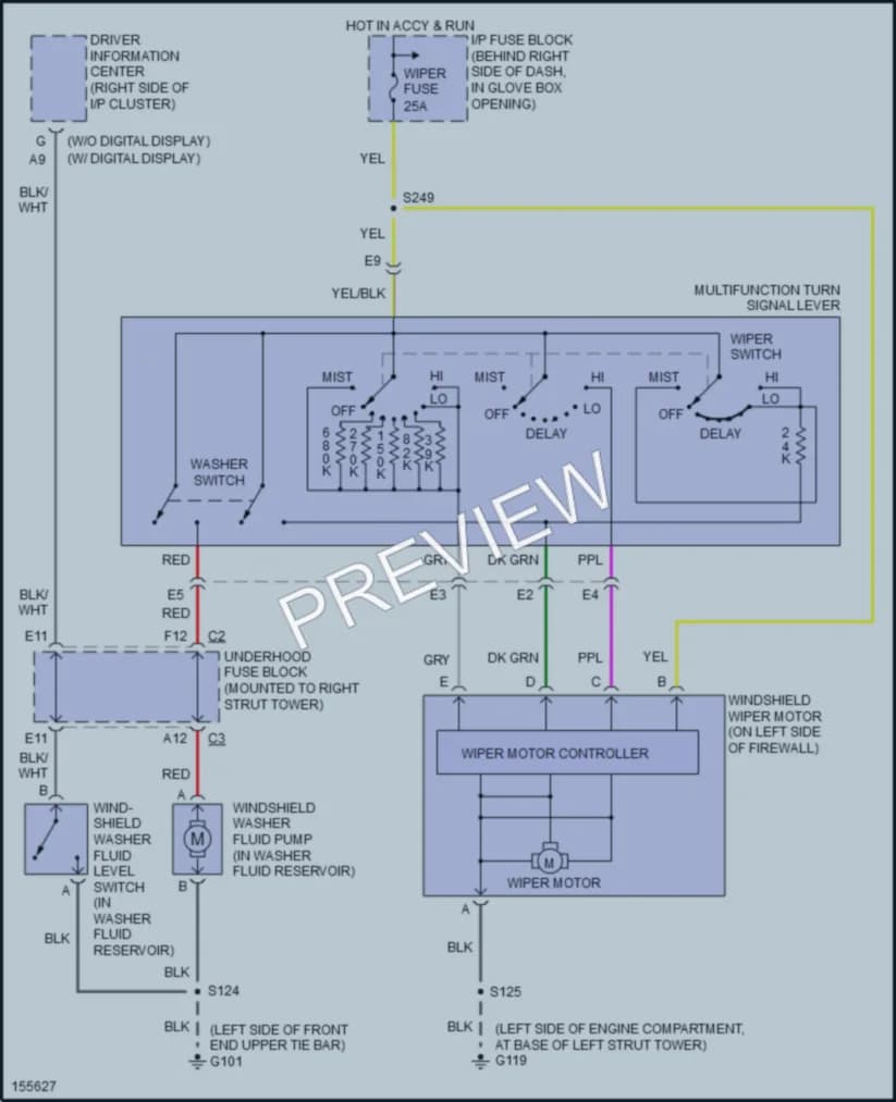 2003 Pontiac GrandPrix Wiper Washer wiring diagram preview