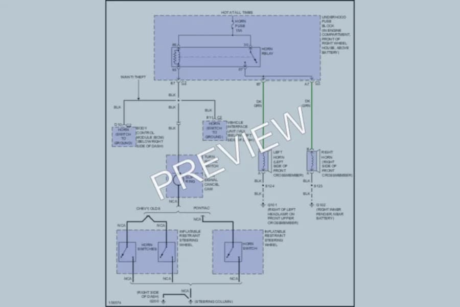 2003 Pontiac Montana Horn wiring diagram preview