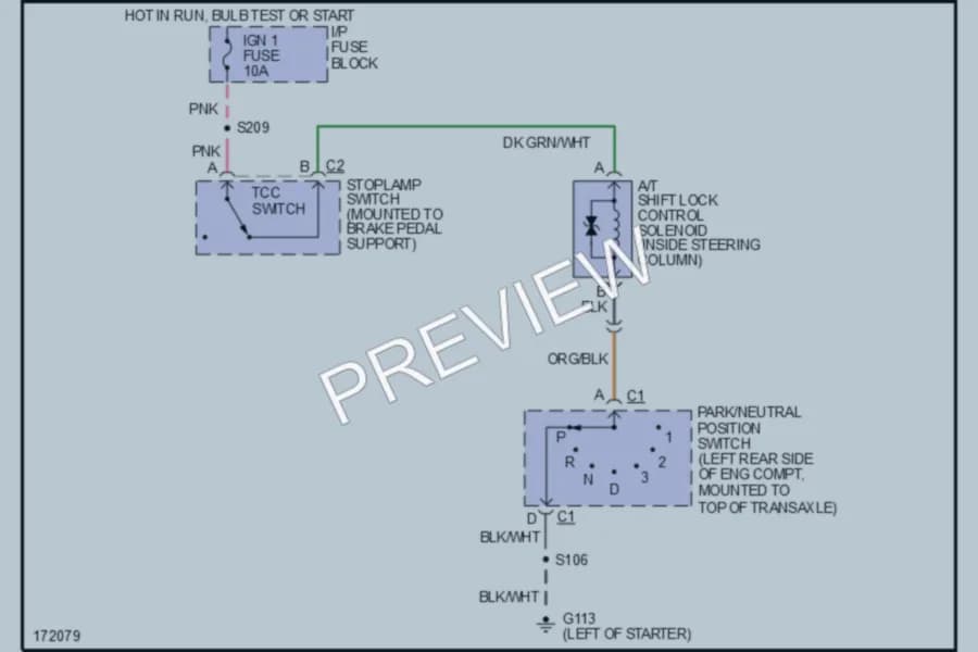 2003 Pontiac Montana Shift Interlock wiring diagram preview