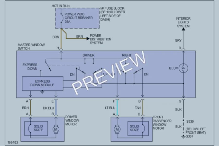 2003 Pontiac Sunfire Power Windows wiring diagram preview
