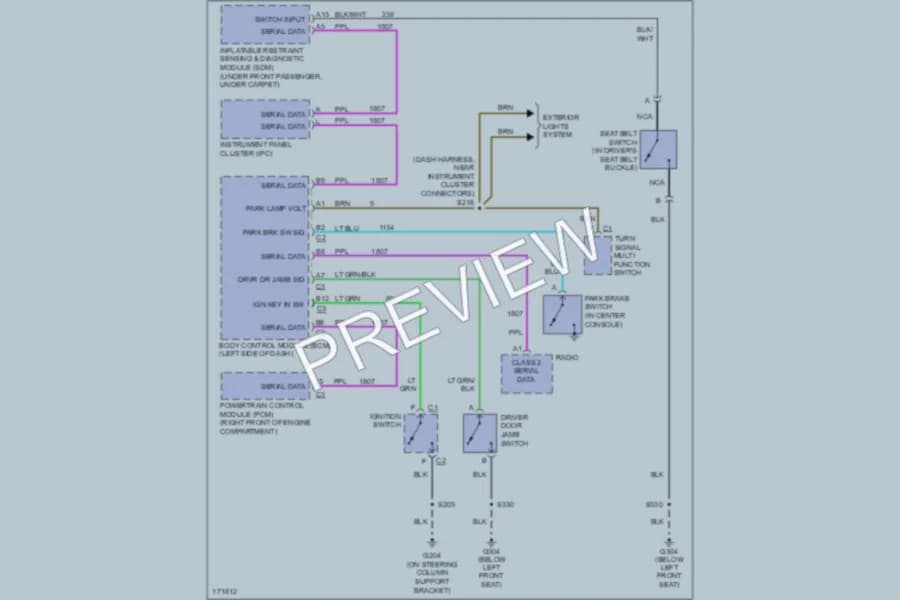 2003 Pontiac Sunfire Warning Systems wiring diagram preview