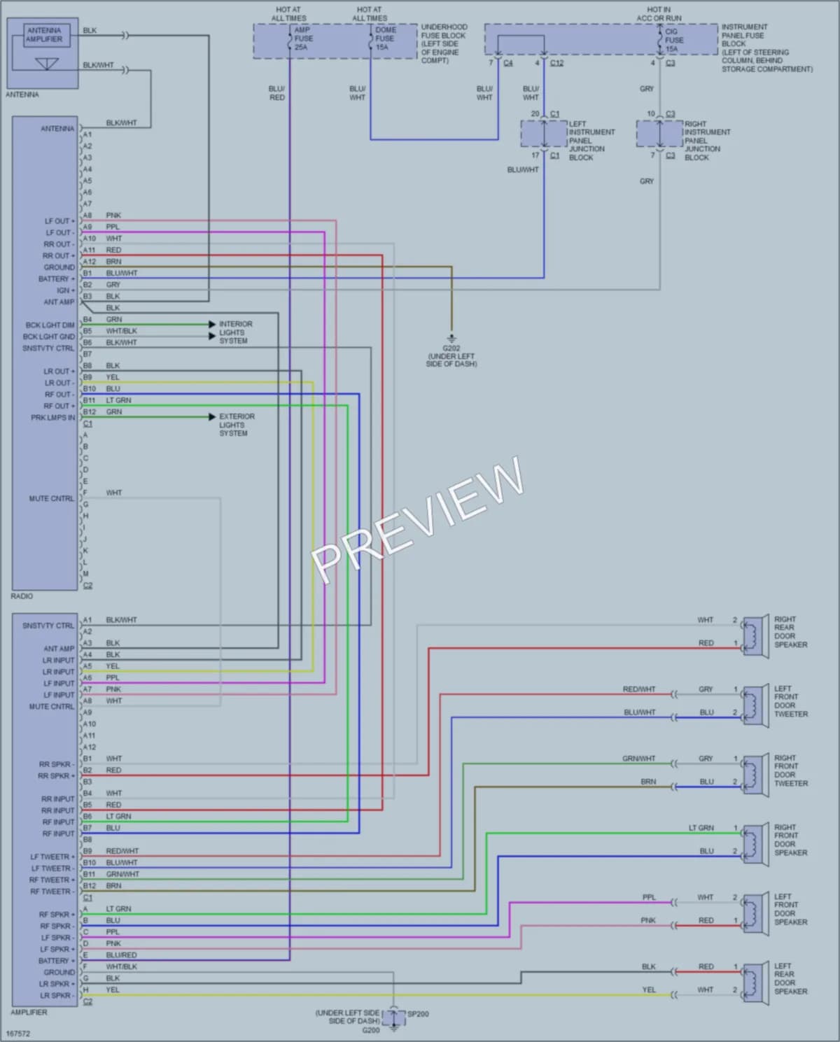 2003 Pontiac Vibe Radio wiring diagram preview