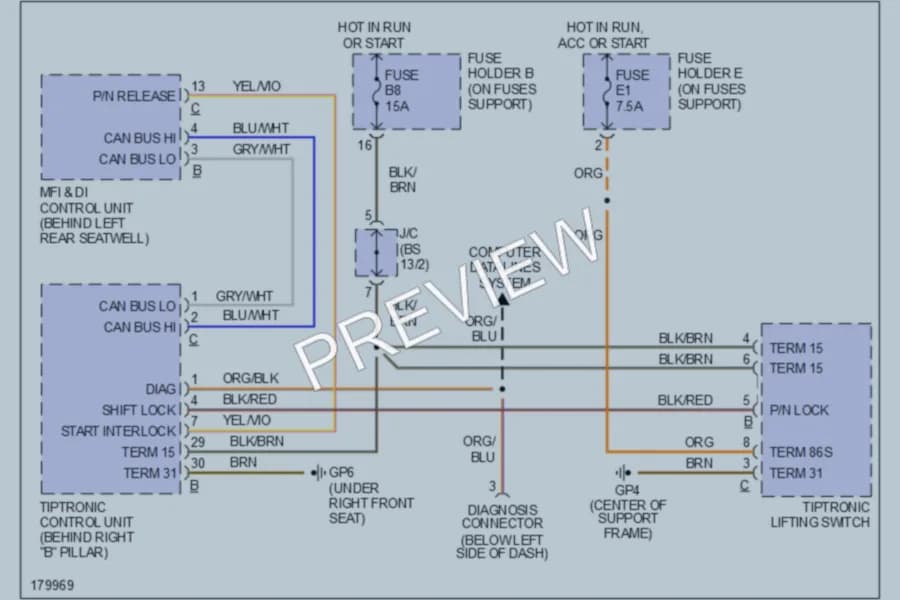 2003 Porsche 911 Shift Interlock wiring diagram preview