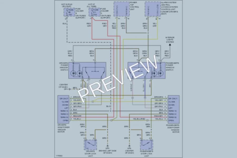 2003 Porsche Boxster Power Windows wiring diagram preview