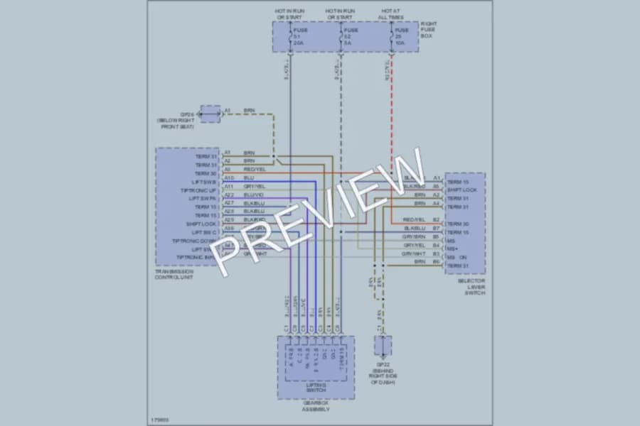2003 Porsche Cayenne Shift Interlock wiring diagram preview