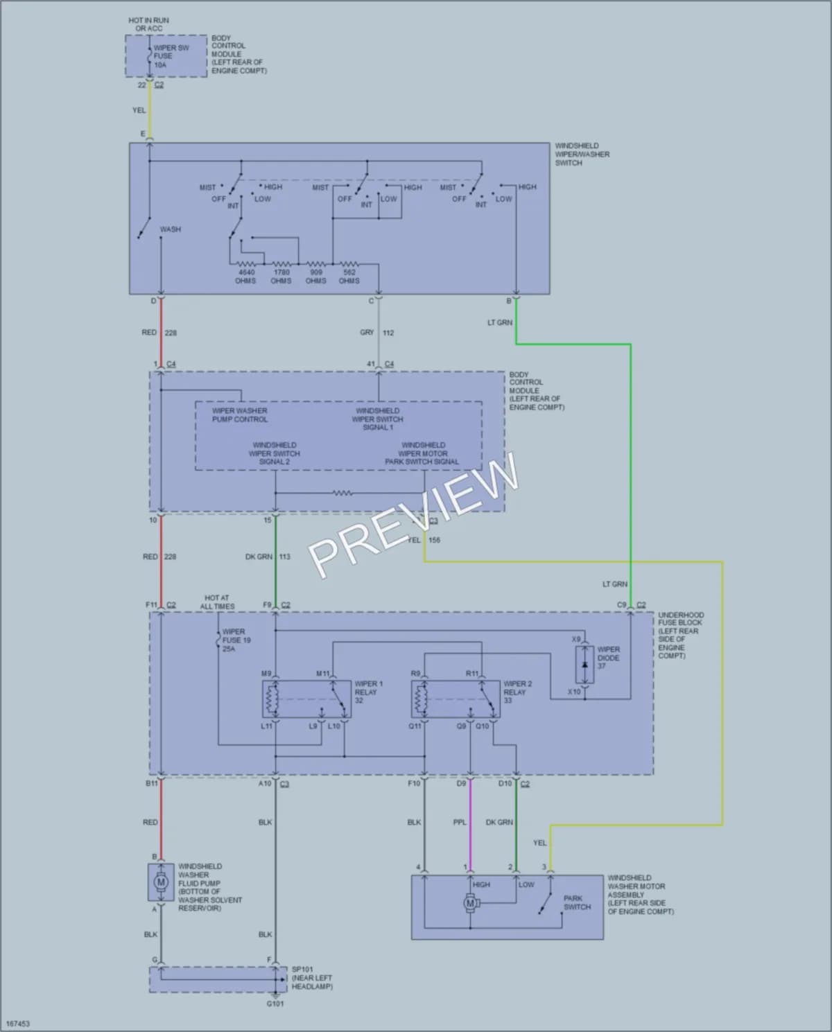2003 Saturn ION1 Wiper Washer wiring diagram preview