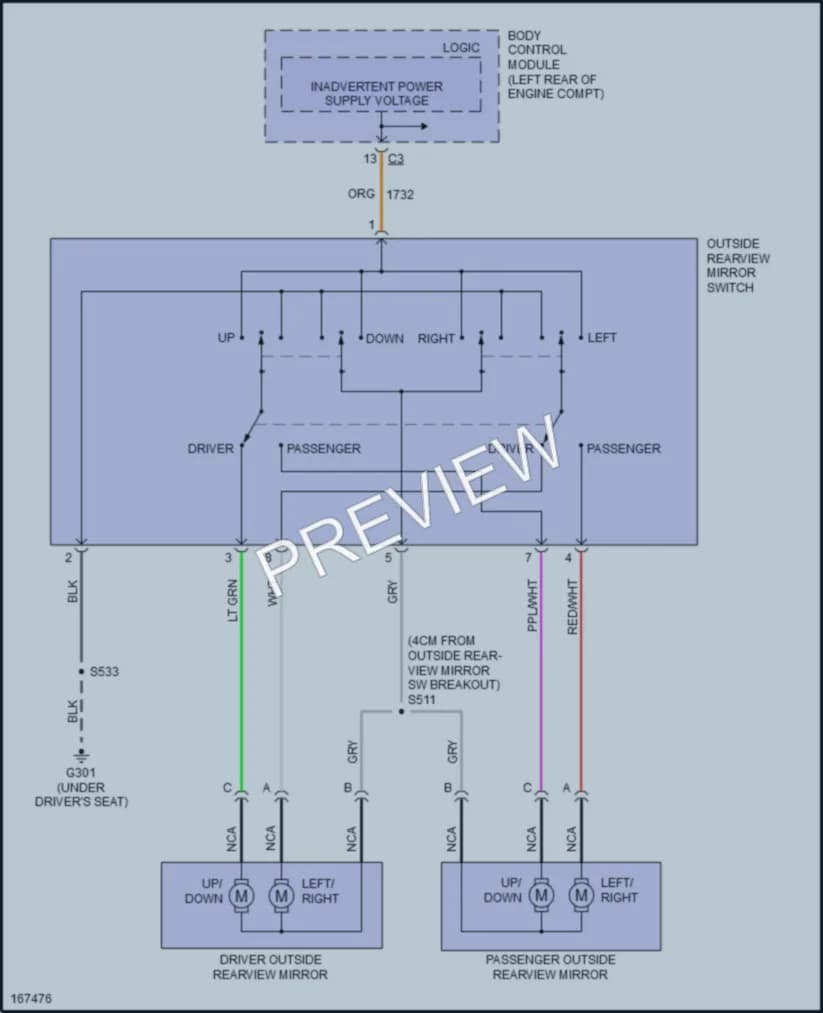 2003 Saturn ION2 Power Mirrors wiring diagram preview