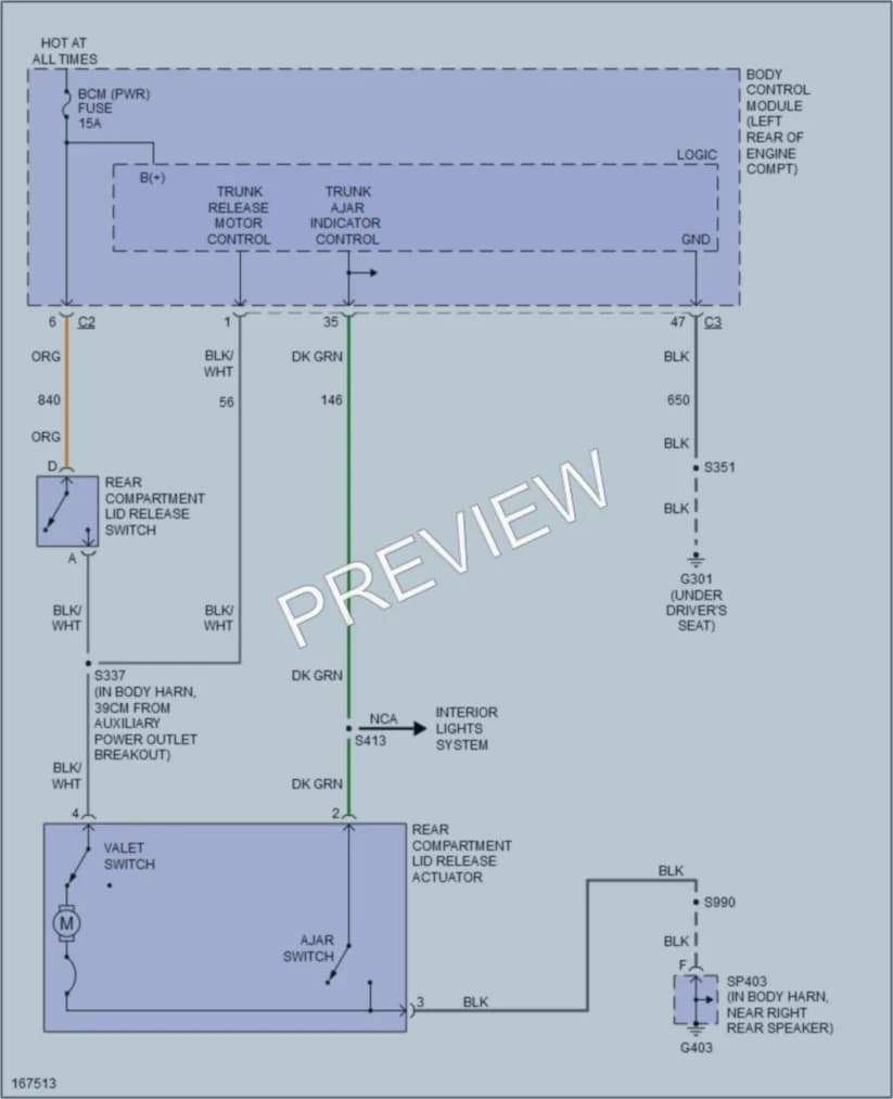2003 Saturn ION2 Trunk Tailgate Fuel Door wiring diagram preview