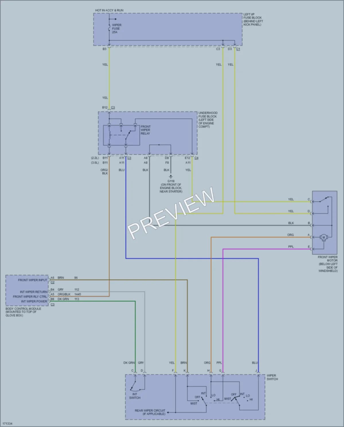 2003 Saturn L200 Wiper Washer wiring diagram preview